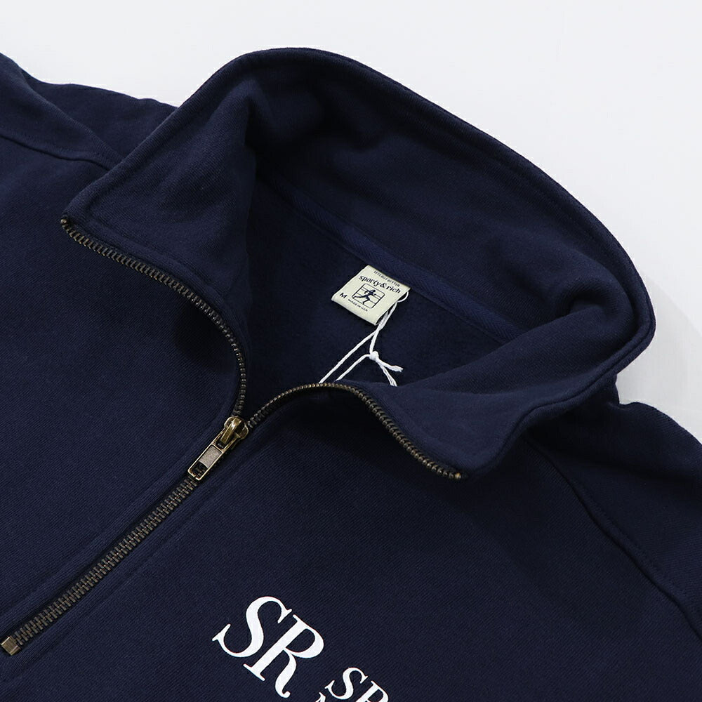Sporty&Rich トレーナー ネイビー ハーフジップ クロップド丈