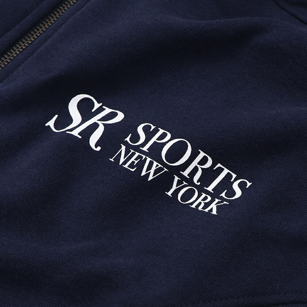 Sporty&Rich トレーナー ネイビー ハーフジップ クロップド丈