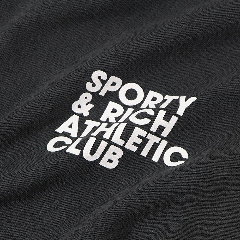 スポーティー&リッチ Sporty&Rich トップス スウェット・トレーナー ユニセックス Accessible open hood faded black グレー コットン メンズ レディース 裏起毛 ロゴ バックプリント フード フーディー HOAW232FB