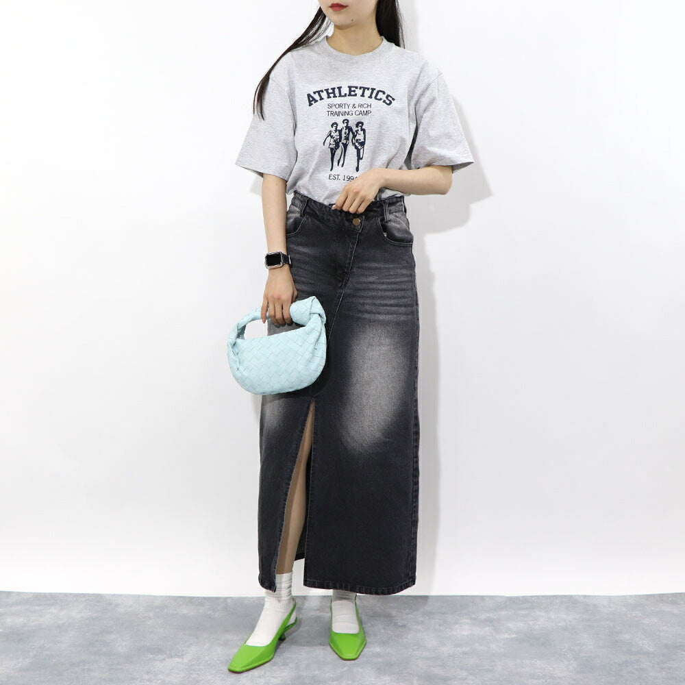 Sporty&Rich Tシャツ ロゴプリント 半袖 グレー