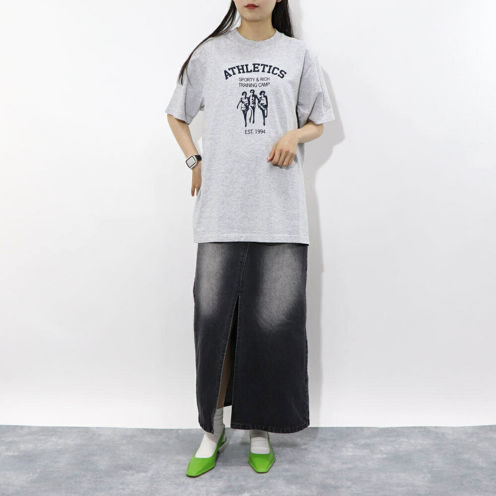 Sporty&Rich Tシャツ ロゴプリント 半袖 グレー
