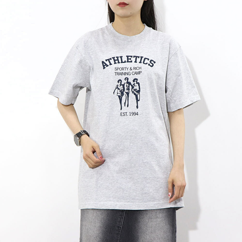 Sporty&Rich Tシャツ ロゴプリント 半袖 グレー