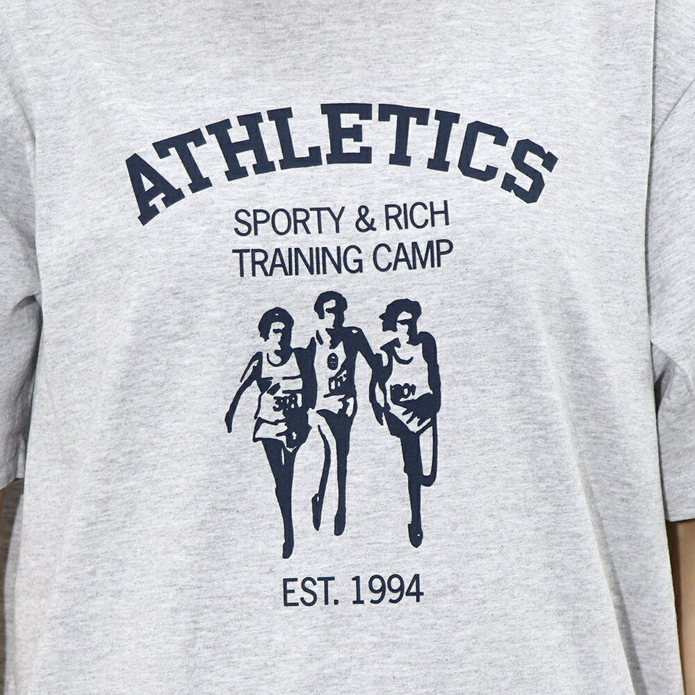 Sporty&Rich Tシャツ ロゴプリント 半袖 グレー
