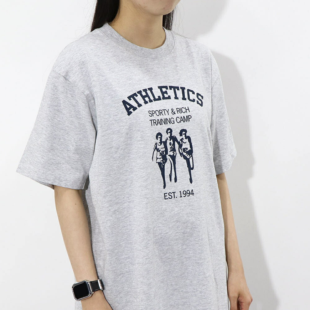 Sporty&Rich Tシャツ ロゴプリント 半袖 グレー