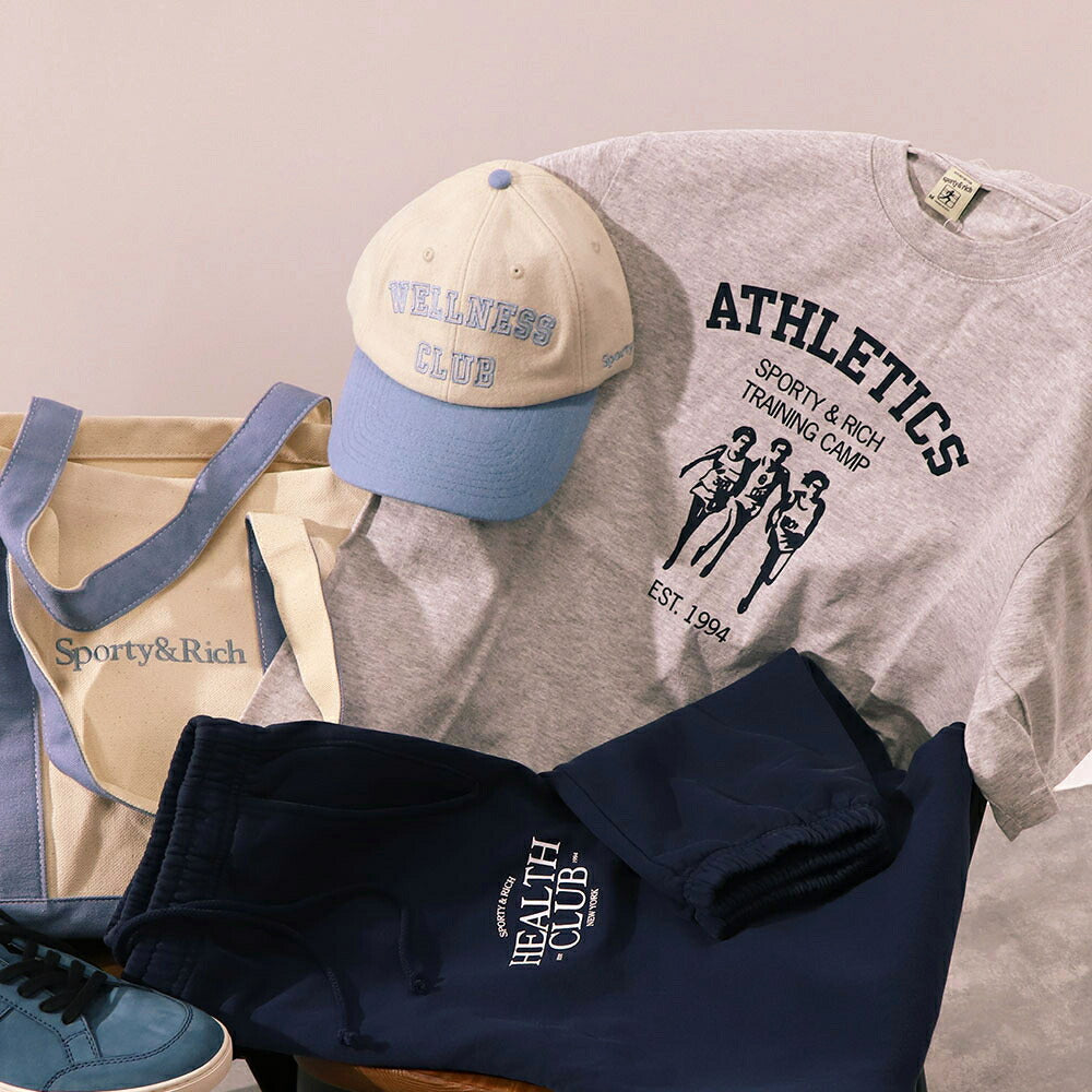 Sporty&Rich Tシャツ ロゴプリント 半袖 グレー