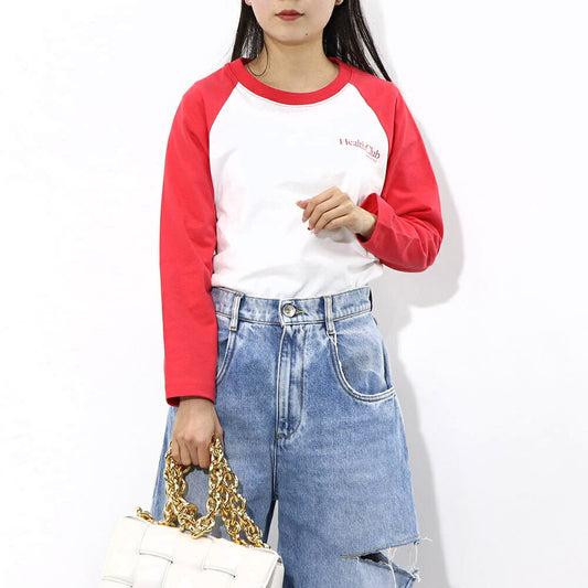 Sporty&Rich ロンT ラグラン ロゴプリント長袖