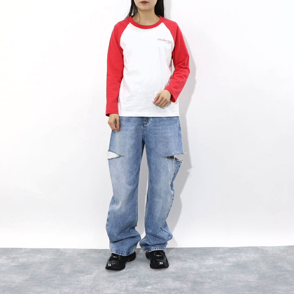 Sporty&Rich ロンT ラグラン ロゴプリント長袖