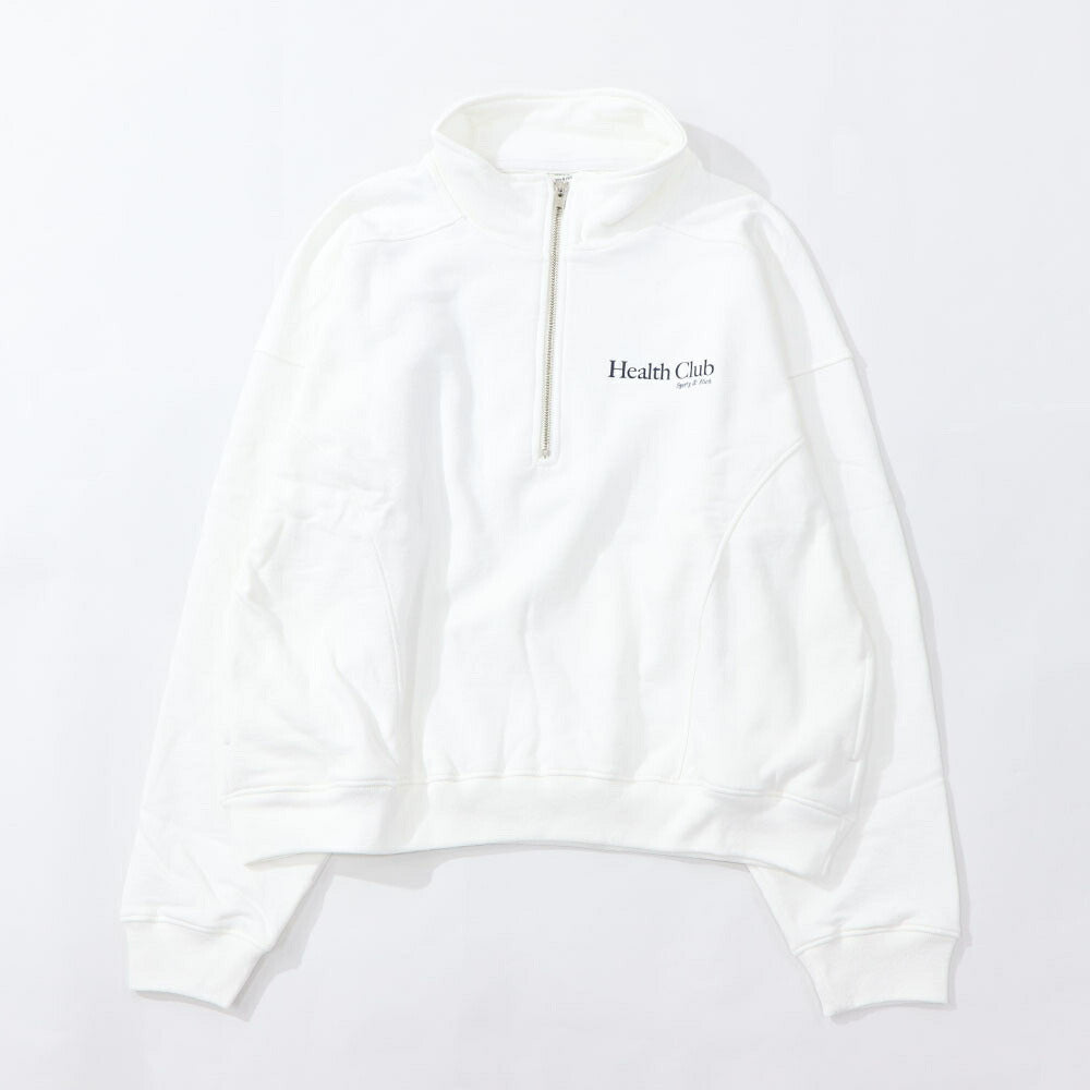 Sporty&Rich トレーナー ホワイト ハーフジップ 裏起毛 長袖