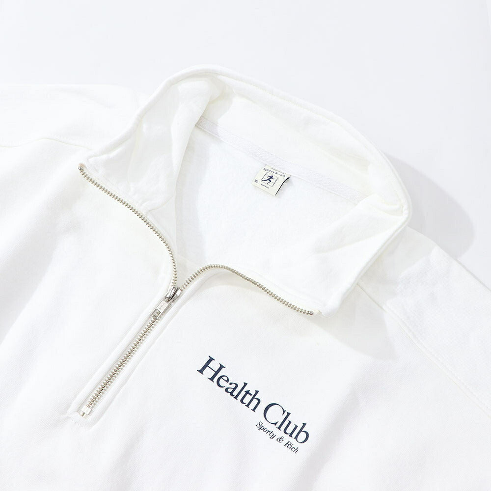 Sporty&Rich トレーナー ホワイト ハーフジップ 裏起毛 長袖