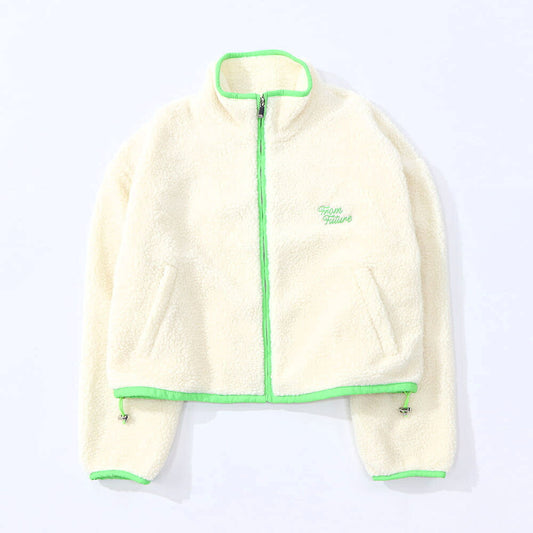 Sporty&Rich ブルゾン アイボリー フリース クロップド丈