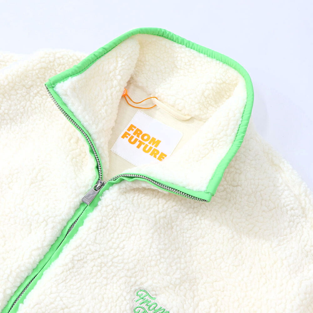 Sporty&Rich ブルゾン アイボリー フリース クロップド丈