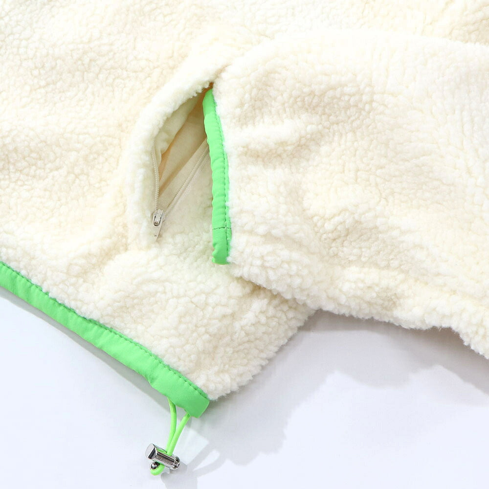 Sporty&Rich ブルゾン アイボリー フリース クロップド丈