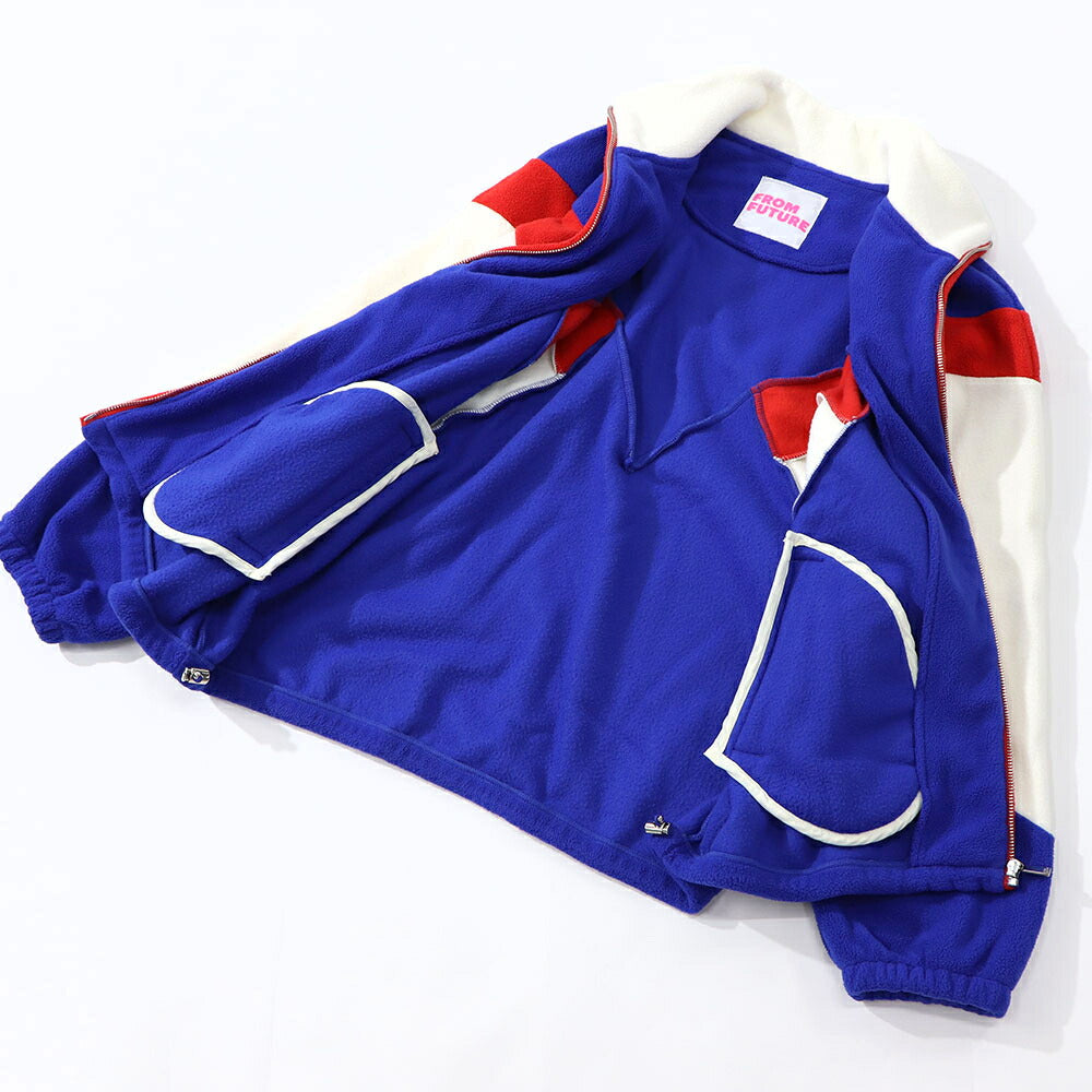 Sporty&Rich ブルゾン ブルー フリース ロゴ 刺繍 マルチカラー