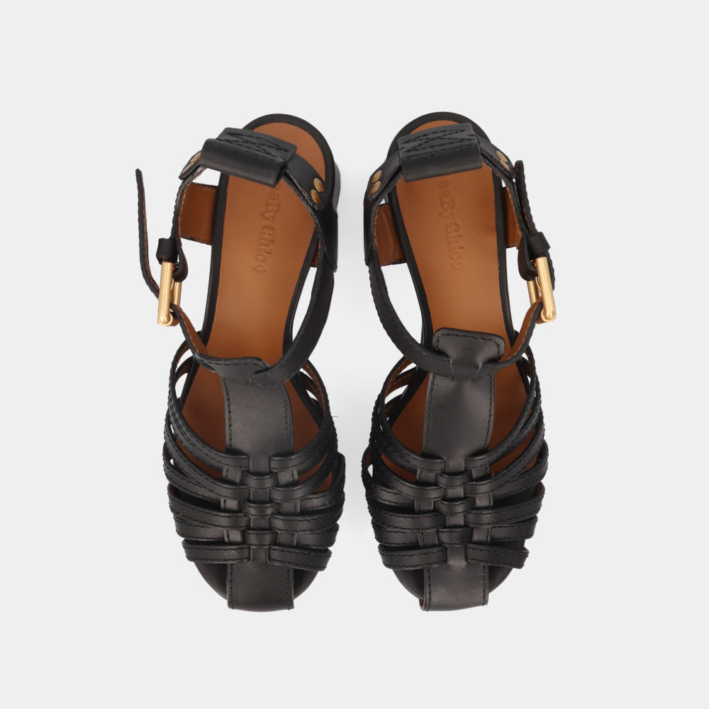 シーバイクロエ SB39093A サンダル ハイヒール ブラック