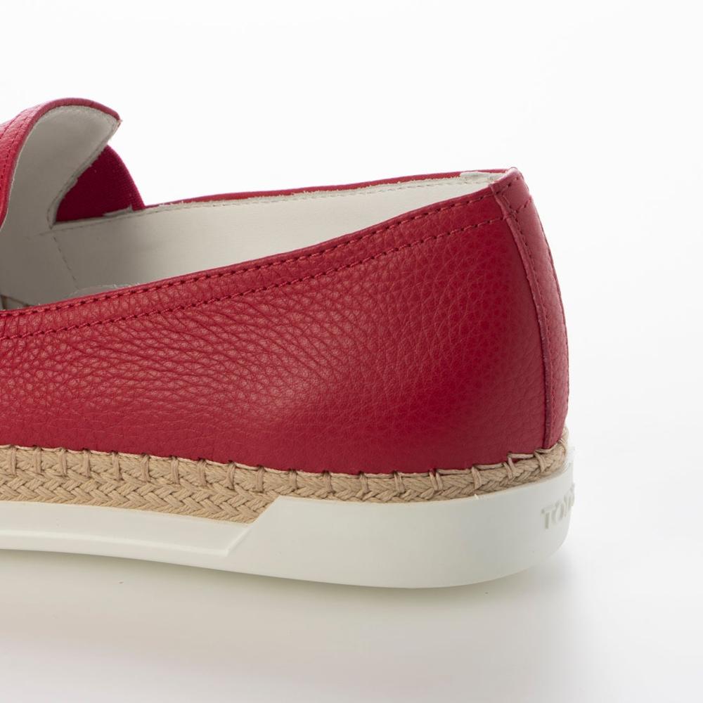 トッズ TOD'S シューズ エスパドリーユ レディース GOMMA RAFIA TV PANTOFOLA PELLE 5JI CARMINO ピンク レザー スリッポンシューズ シンプル 無地 XXW0TV0J97Z5J1M809