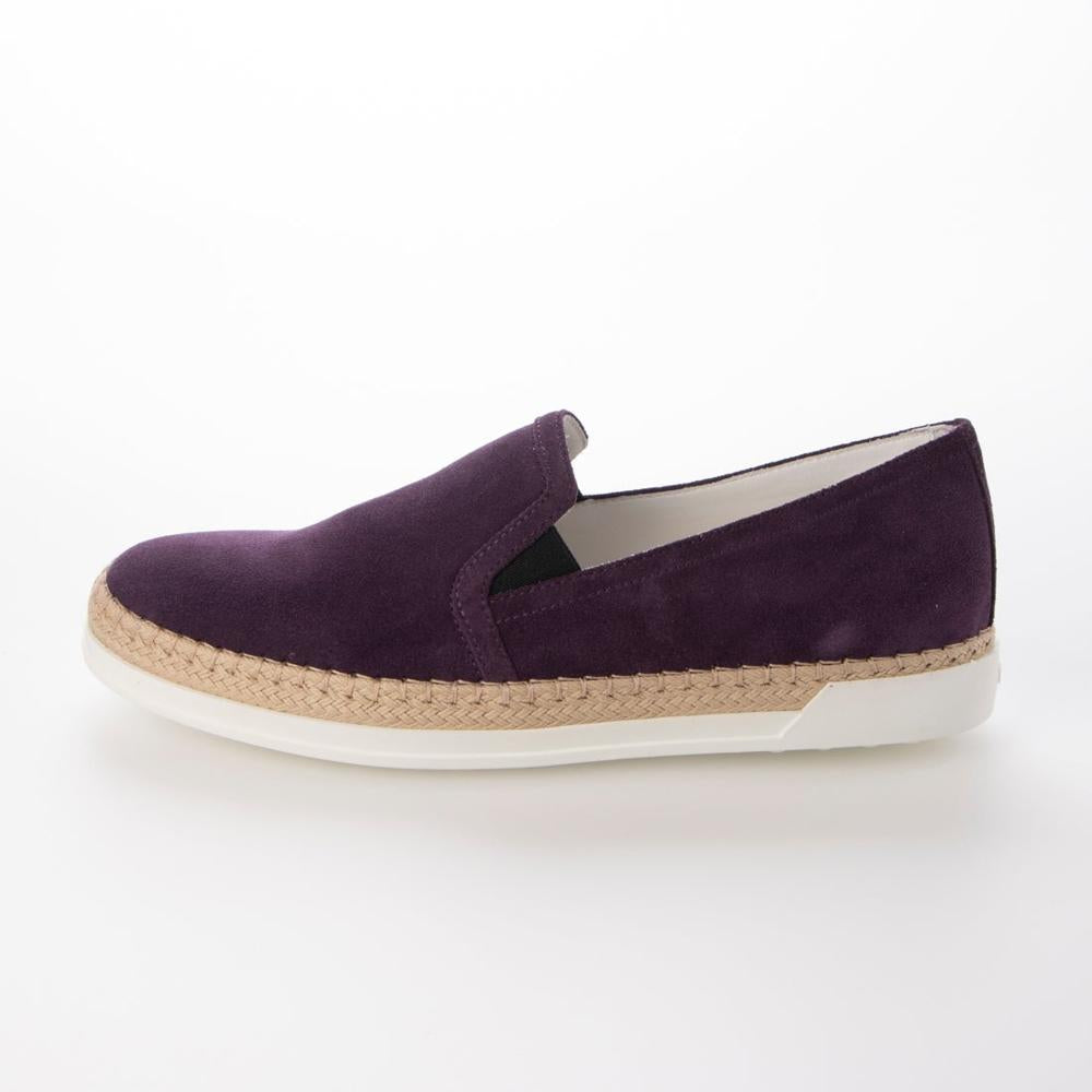 トッズ TOD'S シューズ エスパドリーユ レディース GOMMA RAFIA TV PANTOFOLA PELLE HG0 GIGLIO CH パープル スエード スウェード スリッポンシューズ フラットシューズ ロゴ シンプル XXW0TV0J97ZHG0L206