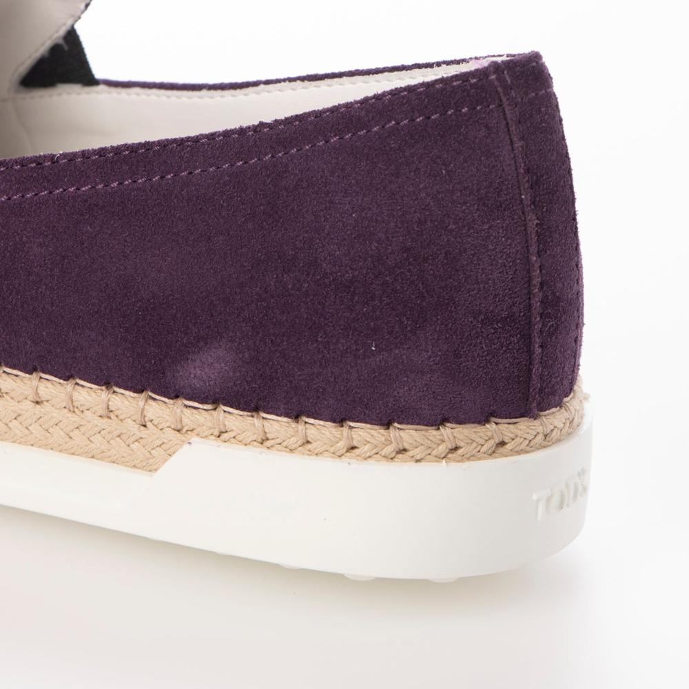 トッズ TOD'S シューズ エスパドリーユ レディース GOMMA RAFIA TV PANTOFOLA PELLE HG0 GIGLIO CH パープル スエード スウェード スリッポンシューズ フラットシューズ ロゴ シンプル XXW0TV0J97ZHG0L206