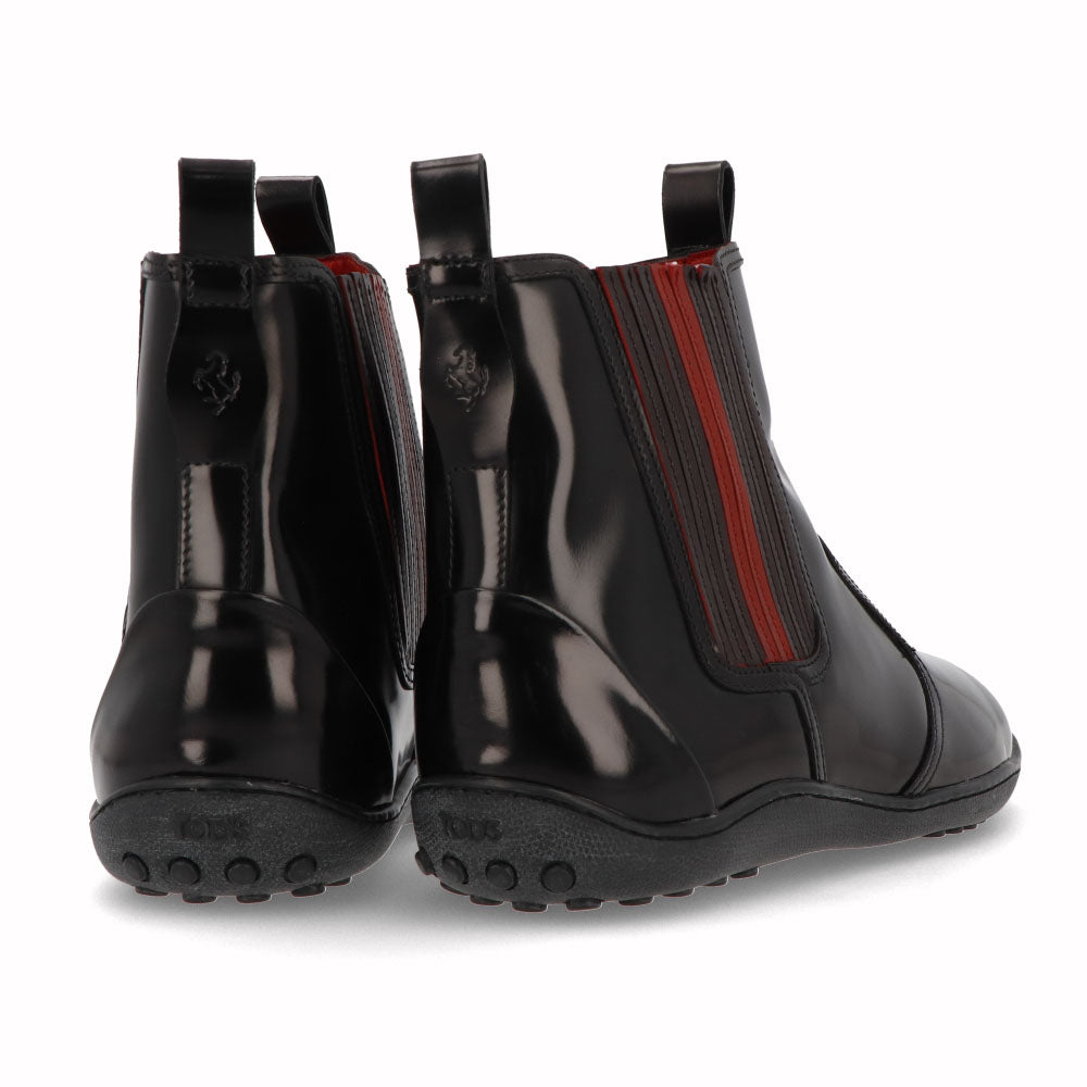 トッズ TOD'S シューズ ブーツ メンズ TRONCH.ELASTICO GOMMA 08A 5YX ブラック×レッド パテントレザー サイドゴアブーツ フェラーリ ロゴ XRM08A0BT305YX 058V