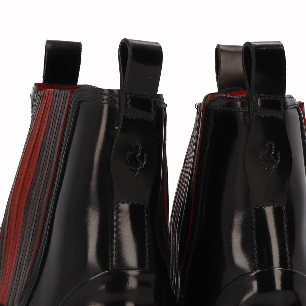 トッズ TOD'S シューズ ブーツ メンズ TRONCH.ELASTICO GOMMA 08A 5YX ブラック×レッド パテントレザー サイドゴアブーツ フェラーリ ロゴ XRM08A0BT305YX 058V