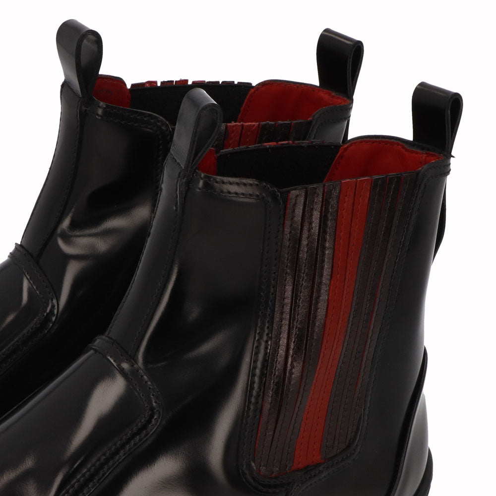 トッズ TOD'S シューズ ブーツ メンズ TRONCH.ELASTICO GOMMA 08A 5YX ブラック×レッド パテントレザー サイドゴアブーツ フェラーリ ロゴ XRM08A0BT305YX 058V
