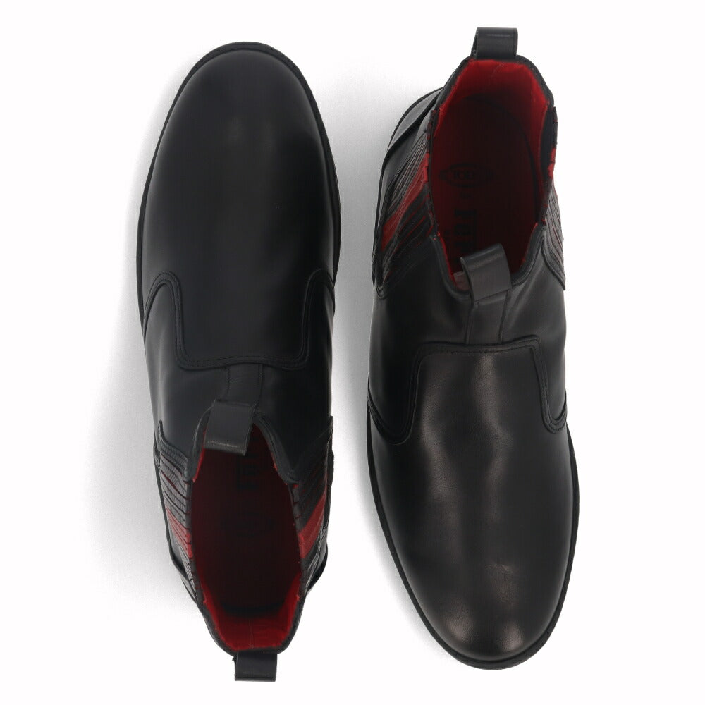 トッズ TOD'S シューズ ブーツ メンズ TRONCH.ELASTICO GOMMA 08A V2J ブラック×レッド レザー サイドゴアブーツ フェラーリ ロゴ XRM08A0BT30V2J 058V