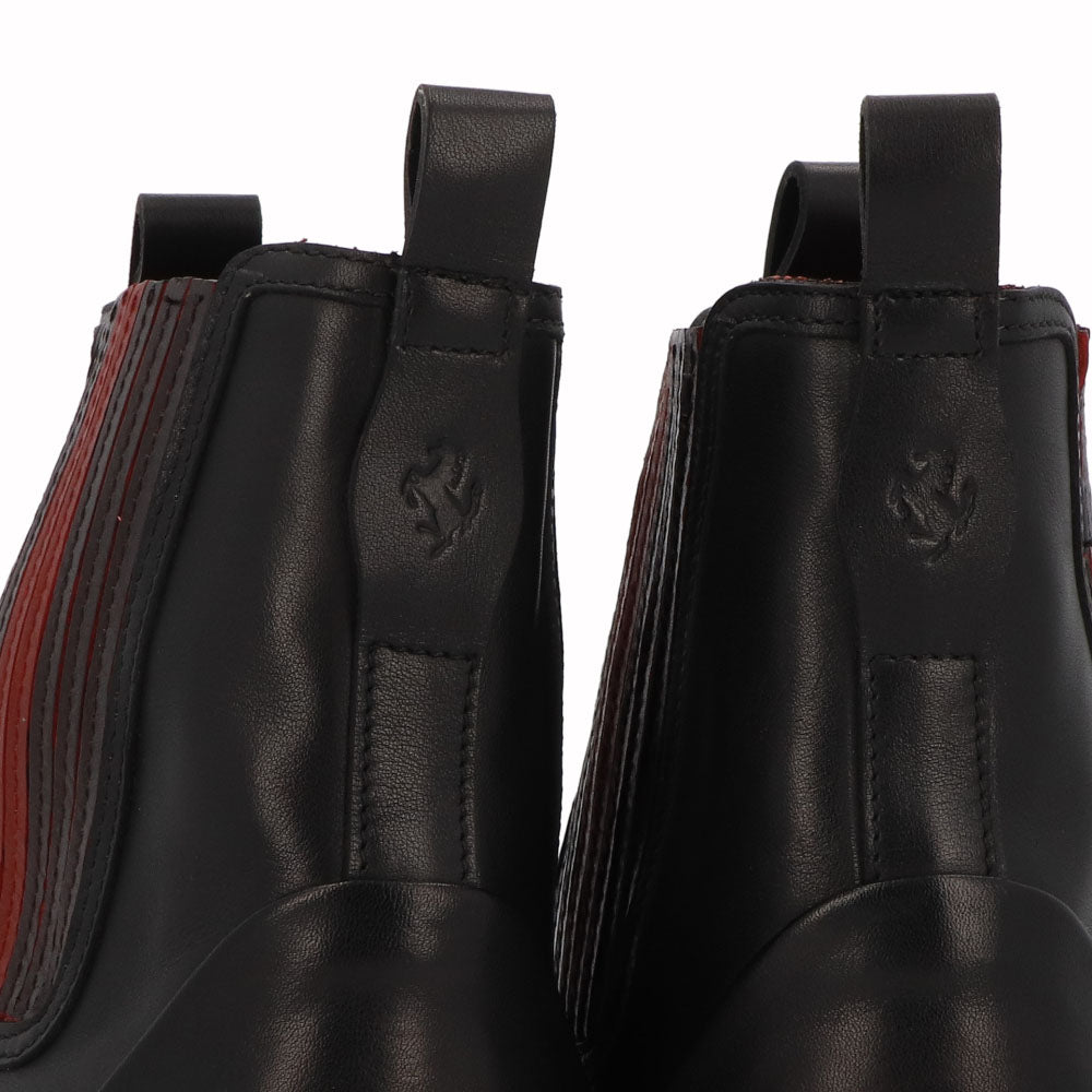 トッズ TOD'S シューズ ブーツ メンズ TRONCH.ELASTICO GOMMA 08A V2J ブラック×レッド レザー サイドゴアブーツ フェラーリ ロゴ XRM08A0BT30V2J 058V