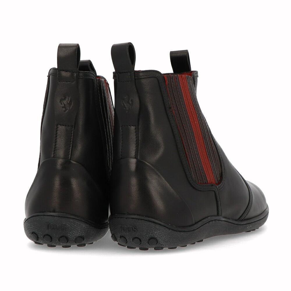 トッズ TOD'S シューズ ブーツ メンズ TRONCH.ELASTICO GOMMA 08A V2J ブラック×レッド レザー サイドゴアブーツ フェラーリ ロゴ XRM08A0BT30V2J 058V