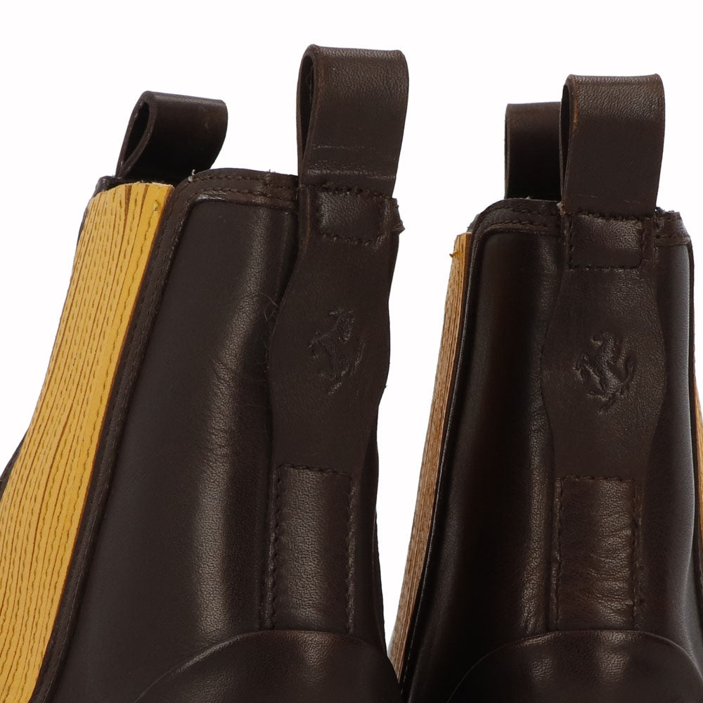 トッズ TOD'S シューズ ブーツ メンズ TRONCH.ELASTICO GOMMA 08A V2J SOLE CALDO TESTA ダークブラウン×イエロー レザー サイドゴアブーツ フェラーリ ロゴ XRM08A0BT30V2J 1298