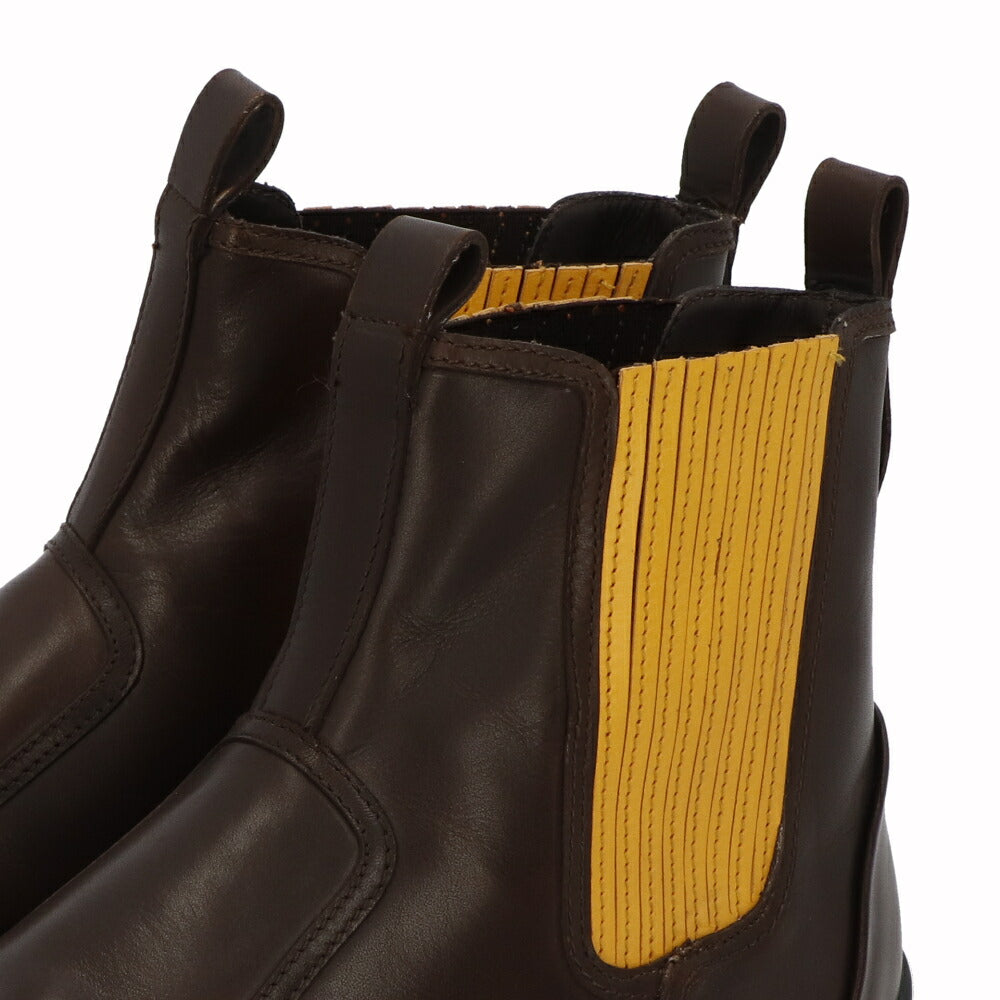 トッズ TOD'S シューズ ブーツ メンズ TRONCH.ELASTICO GOMMA 08A V2J SOLE CALDO TESTA ダークブラウン×イエロー レザー サイドゴアブーツ フェラーリ ロゴ XRM08A0BT30V2J 1298