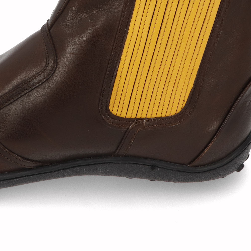 トッズ TOD'S シューズ ブーツ メンズ TRONCH.ELASTICO GOMMA 08A V2J SOLE CALDO TESTA ダークブラウン×イエロー レザー サイドゴアブーツ フェラーリ ロゴ XRM08A0BT30V2J 1298