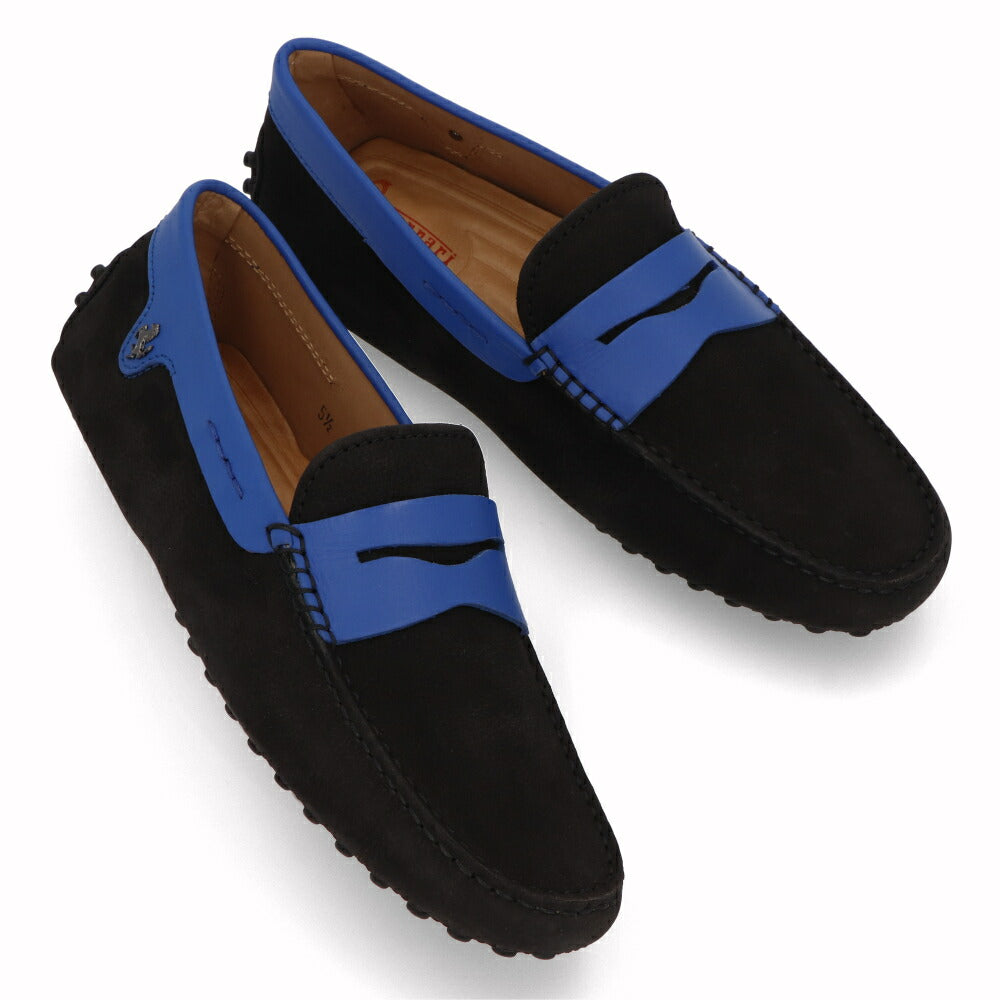 トッズ TOD'S ドライビングシューズ メンズ シューズ レザー シューズ GOMMINO MOCASSINO VALLINO 6GD NERO/GENZIANA ブラック×ブルー レザー ゴンミーニ モカシン フェラーリ ロゴ ツートンカラー XRM0EO089016GD 755H