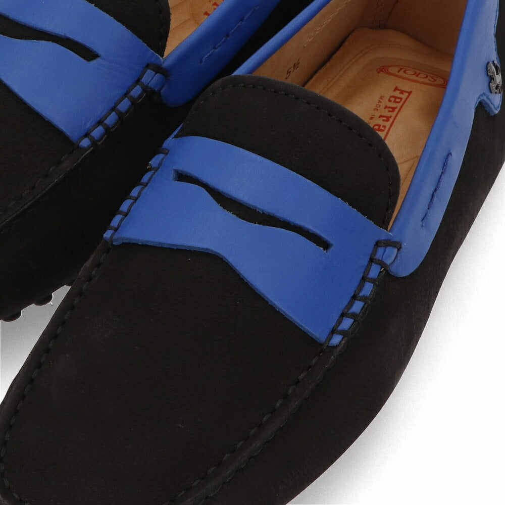 トッズ TOD'S ドライビングシューズ メンズ シューズ レザー シューズ GOMMINO MOCASSINO VALLINO 6GD NERO/GENZIANA ブラック×ブルー レザー ゴンミーニ モカシン フェラーリ ロゴ ツートンカラー XRM0EO089016GD 755H