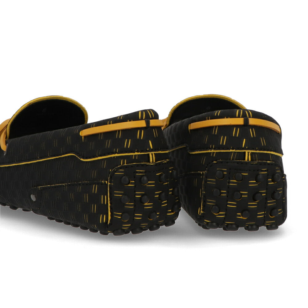 トッズ TOD'S ドライビングシューズ メンズ シューズ GOMMINO NUOVO LACC.FIBRA TRIO NQO ブラック×イエロー 合成繊維 ゴンミーニ ドライビングシューズ モカシン フェラーリ ロゴ XRM0EO0CQ90NQO01XC