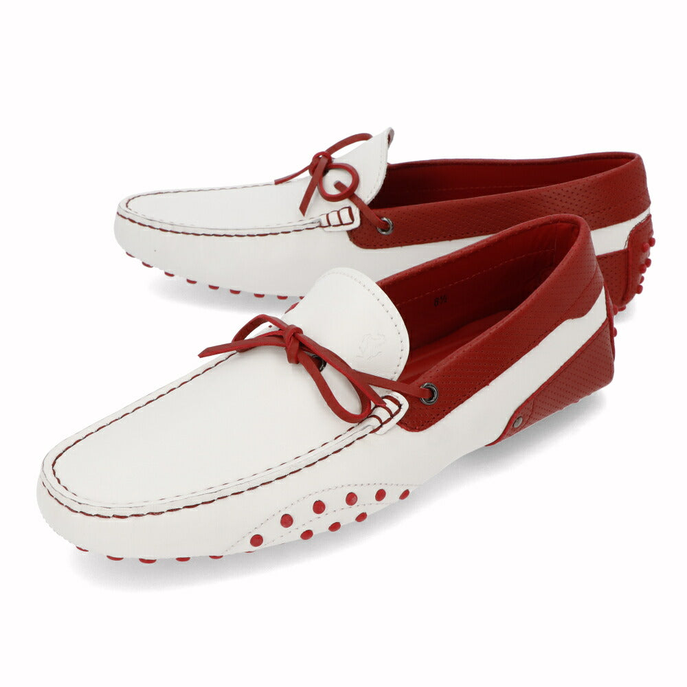 トッズ TOD'S シューズ レザーシューズ メンズ GOMMINO NUOVO LACCETTO 87U BIANCO/ROSSO ARA ホワイト×レッド レザー ゴンミーニ ドライビングシューズ モカシン フェラーリ ロゴ ツートンカラー リボン XRM0EO0H60087U159K