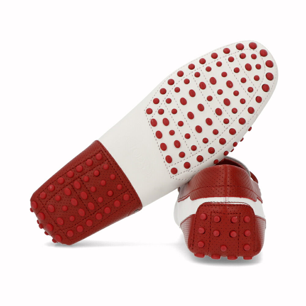 トッズ TOD'S シューズ レザーシューズ メンズ GOMMINO NUOVO LACCETTO 87U BIANCO/ROSSO ARA ホワイト×レッド レザー ゴンミーニ ドライビングシューズ モカシン フェラーリ ロゴ ツートンカラー リボン XRM0EO0H60087U159K