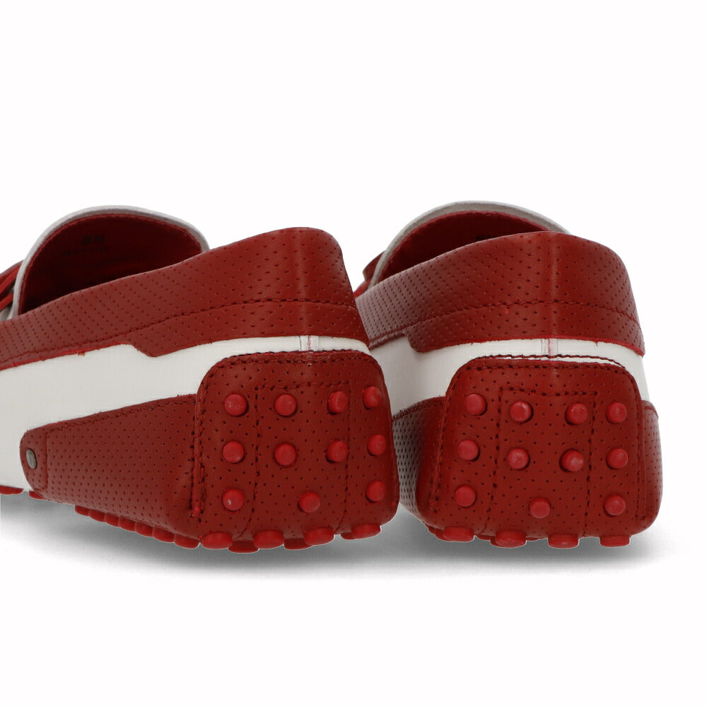 トッズ TOD'S シューズ レザーシューズ メンズ GOMMINO NUOVO LACCETTO 87U BIANCO/ROSSO ARA ホワイト×レッド レザー ゴンミーニ ドライビングシューズ モカシン フェラーリ ロゴ ツートンカラー リボン XRM0EO0H60087U159K