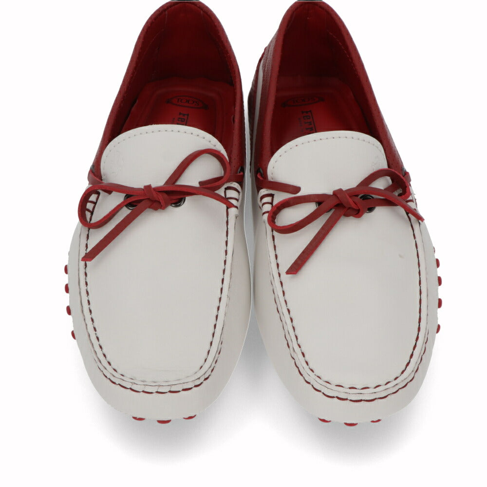 トッズ TOD'S シューズ レザーシューズ メンズ GOMMINO NUOVO LACCETTO 87U BIANCO/ROSSO ARA ホワイト×レッド レザー ゴンミーニ ドライビングシューズ モカシン フェラーリ ロゴ ツートンカラー リボン XRM0EO0H60087U159K