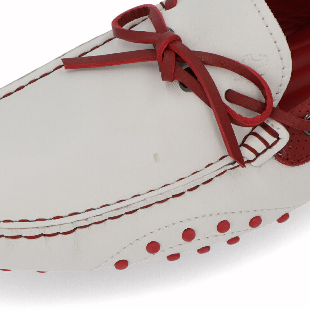 トッズ TOD'S シューズ レザーシューズ メンズ GOMMINO NUOVO LACCETTO 87U BIANCO/ROSSO ARA ホワイト×レッド レザー ゴンミーニ ドライビングシューズ モカシン フェラーリ ロゴ ツートンカラー リボン XRM0EO0H60087U159K