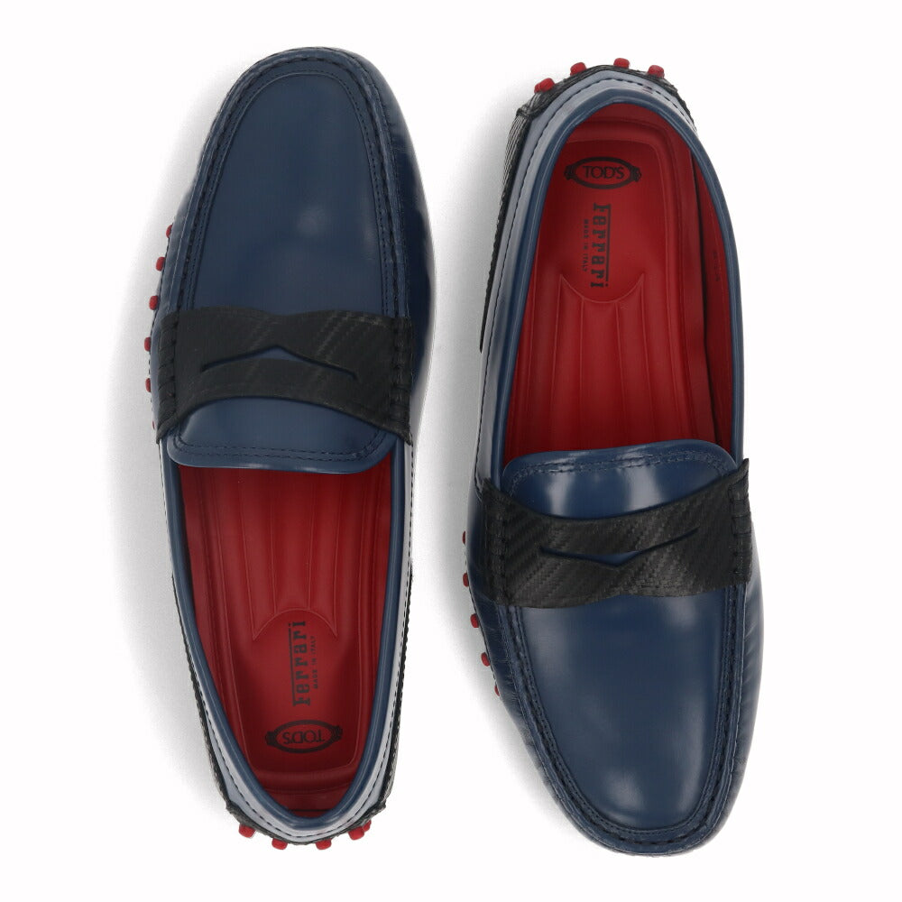 トッズ TOD'S シューズ レザーシューズ メンズ GOMMINO MASCHERINA CARBON LUX G4J BALTIC CH NERO ネイビー×ブラック レザー ゴンミーニ ドライビングシューズ モカシン フェラーリ ロゴ ツートンカラー XRM0EO0N150G4J4546