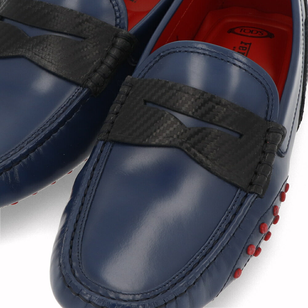 トッズ TOD'S シューズ レザーシューズ メンズ GOMMINO MASCHERINA CARBON LUX G4J BALTIC CH NERO ネイビー×ブラック レザー ゴンミーニ ドライビングシューズ モカシン フェラーリ ロゴ ツートンカラー XRM0EO0N150G4J4546