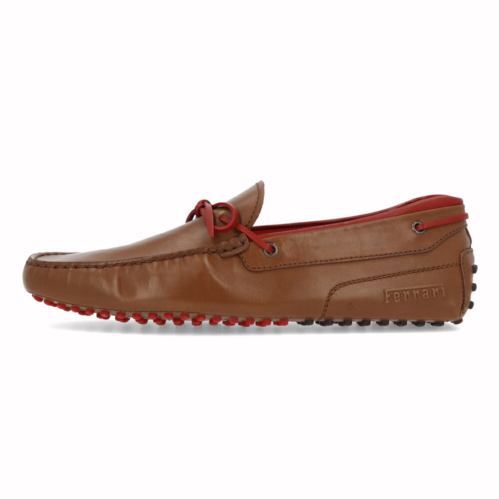 トッズ TOD'S シューズ レザーシューズ メンズ NEW GOMMINI 122 LACCETTO LOGO V2J ブラウン×レッド レザー ゴンミーニ ドライビングシューズ モカシン フェラーリ ロゴ リボン XRM0GW0K500V2J058Z