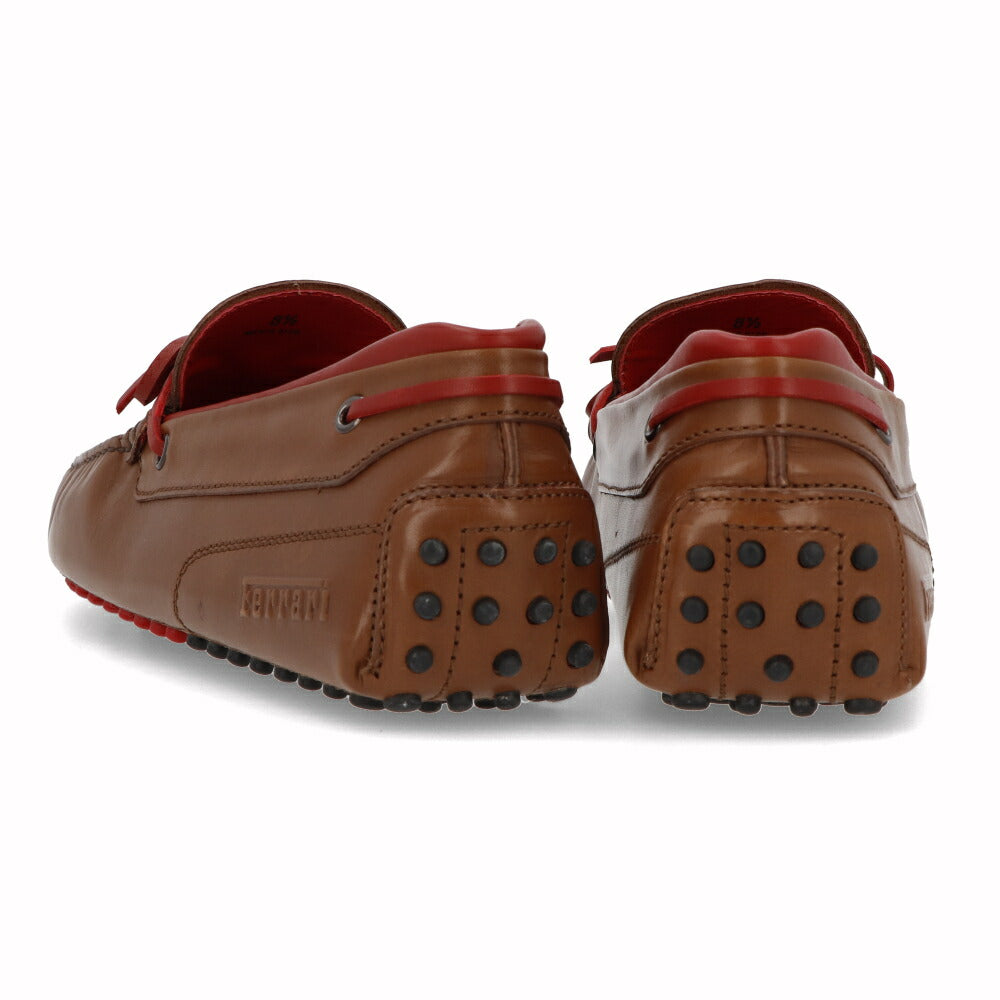トッズ TOD'S シューズ レザーシューズ メンズ NEW GOMMINI 122 LACCETTO LOGO V2J ブラウン×レッド レザー ゴンミーニ ドライビングシューズ モカシン フェラーリ ロゴ リボン XRM0GW0K500V2J058Z