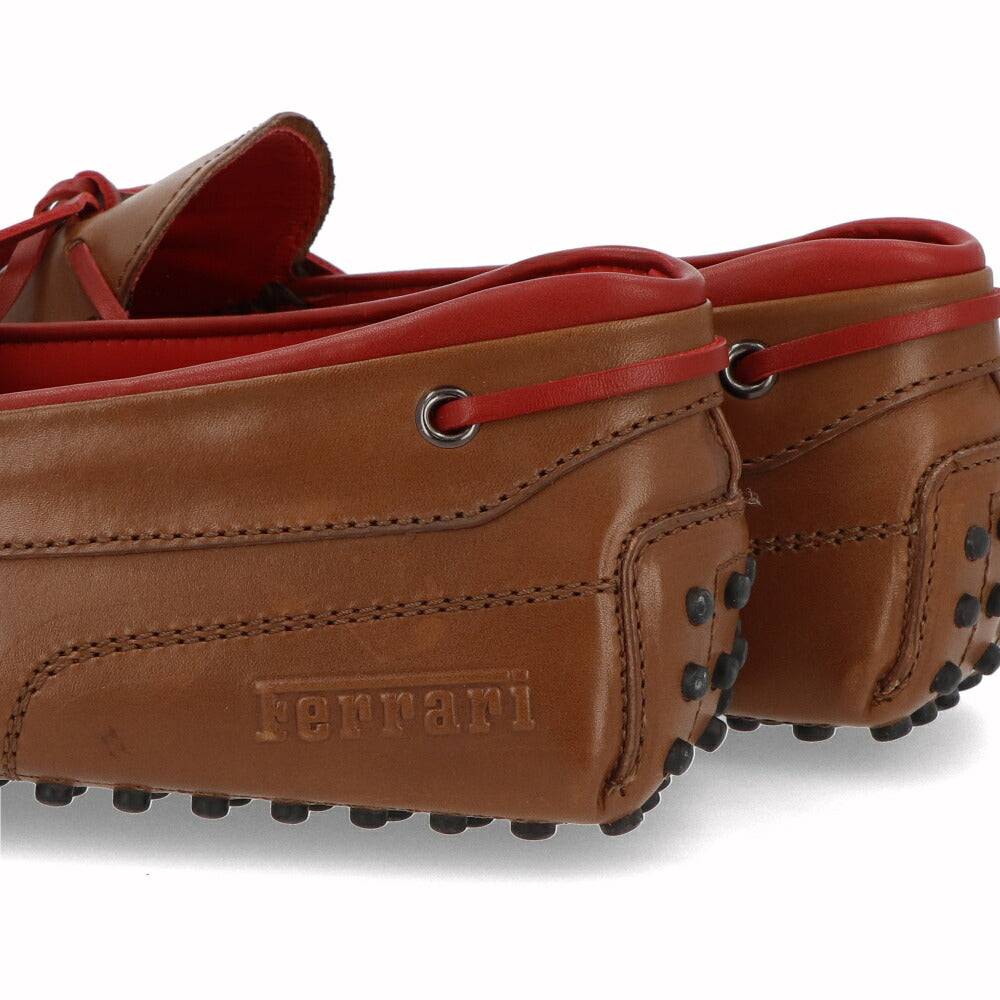 トッズ TOD'S シューズ レザーシューズ メンズ NEW GOMMINI 122 LACCETTO LOGO V2J ブラウン×レッド レザー ゴンミーニ ドライビングシューズ モカシン フェラーリ ロゴ リボン XRM0GW0K500V2J058Z