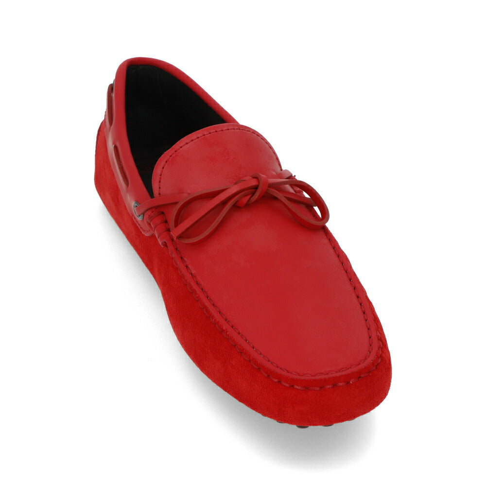 トッズ TOD'S シューズ レザーシューズ メンズ NEW GOMMINI 122 RICAMO CAVALLINO ORX レッド レザー スエード ゴンミーニ ドライビングシューズ モカシン フェラーリ ロゴ リボン 刺繍 XRM0GW0K510ORX02B4