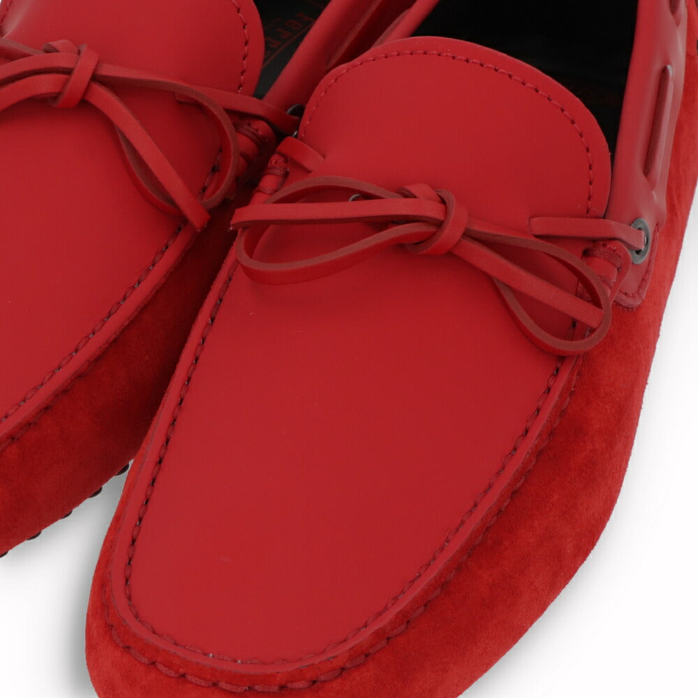 トッズ TOD'S ドライビングシューズ メンズ レザー NEW GOMMINI 122 RICAMO CAVALLINO ORX レッド レザー スエード ゴンミーニ ドライビングシューズ モカシン フェラーリ ロゴ リボン 刺繍