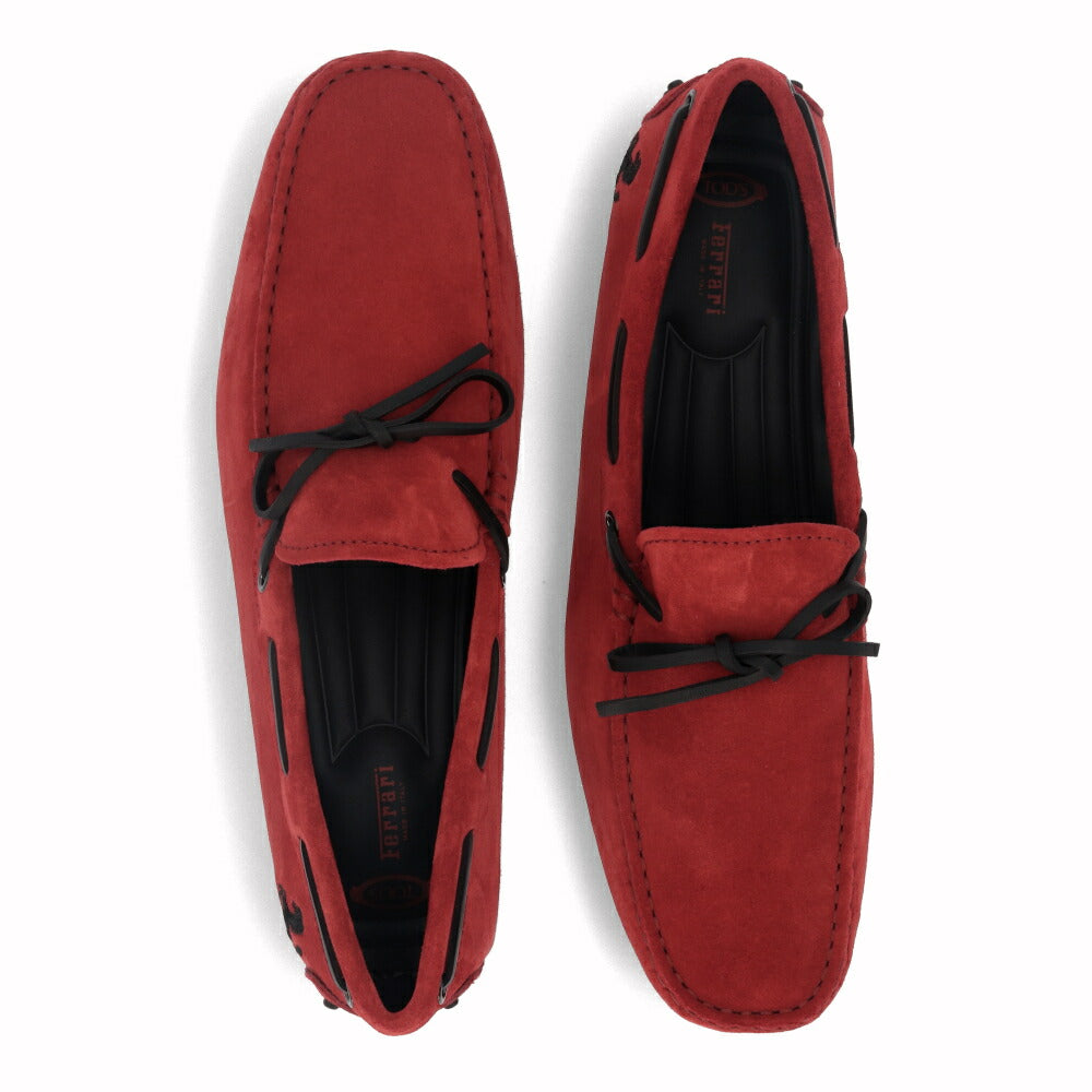 トッズ TOD'S シューズ レザーシューズ メンズ NEW GOMMINI 122 RICAMO CAVALLINO RQ2 NERO ROSSO ARANC レッド×ブラック スエード ゴンミーニ ドライビングシューズ モカシン フェラーリ ロゴ リボン 刺繍 XRM0GW0K510RQ2 058U