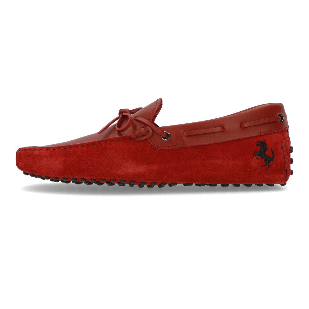 トッズ TOD'S シューズ レザーシューズ メンズ NEW GOMMINI 122 RICAMO CAVALLINO RQ2 ROSSO ARANC SC レッド レザー スエード ゴンミーニ ドライビングシューズ モカシン フェラーリ ロゴ リボン 刺繍 XRM0GW0K510RQ2 R007