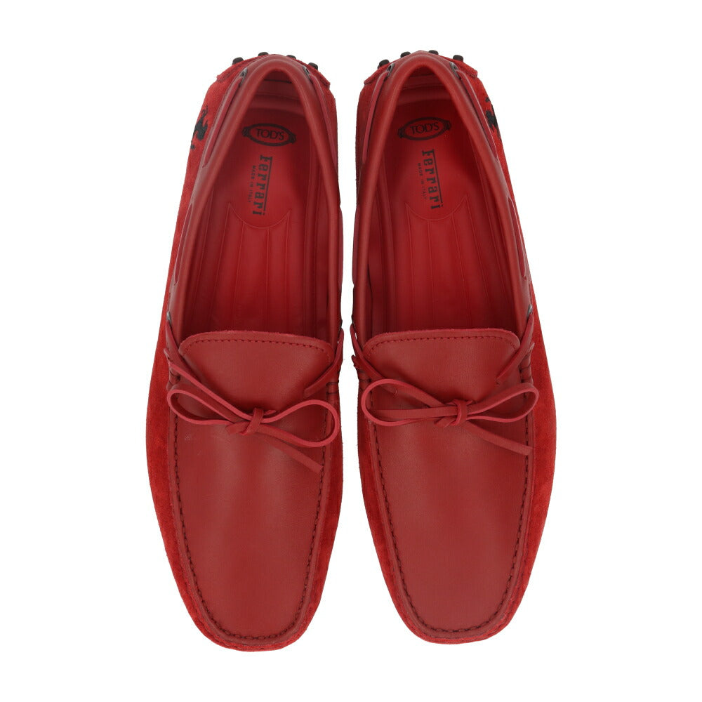 トッズ TOD'S シューズ レザーシューズ メンズ NEW GOMMINI 122 RICAMO CAVALLINO RQ2 ROSSO ARANC SC レッド レザー スエード ゴンミーニ ドライビングシューズ モカシン フェラーリ ロゴ リボン 刺繍 XRM0GW0K510RQ2 R007