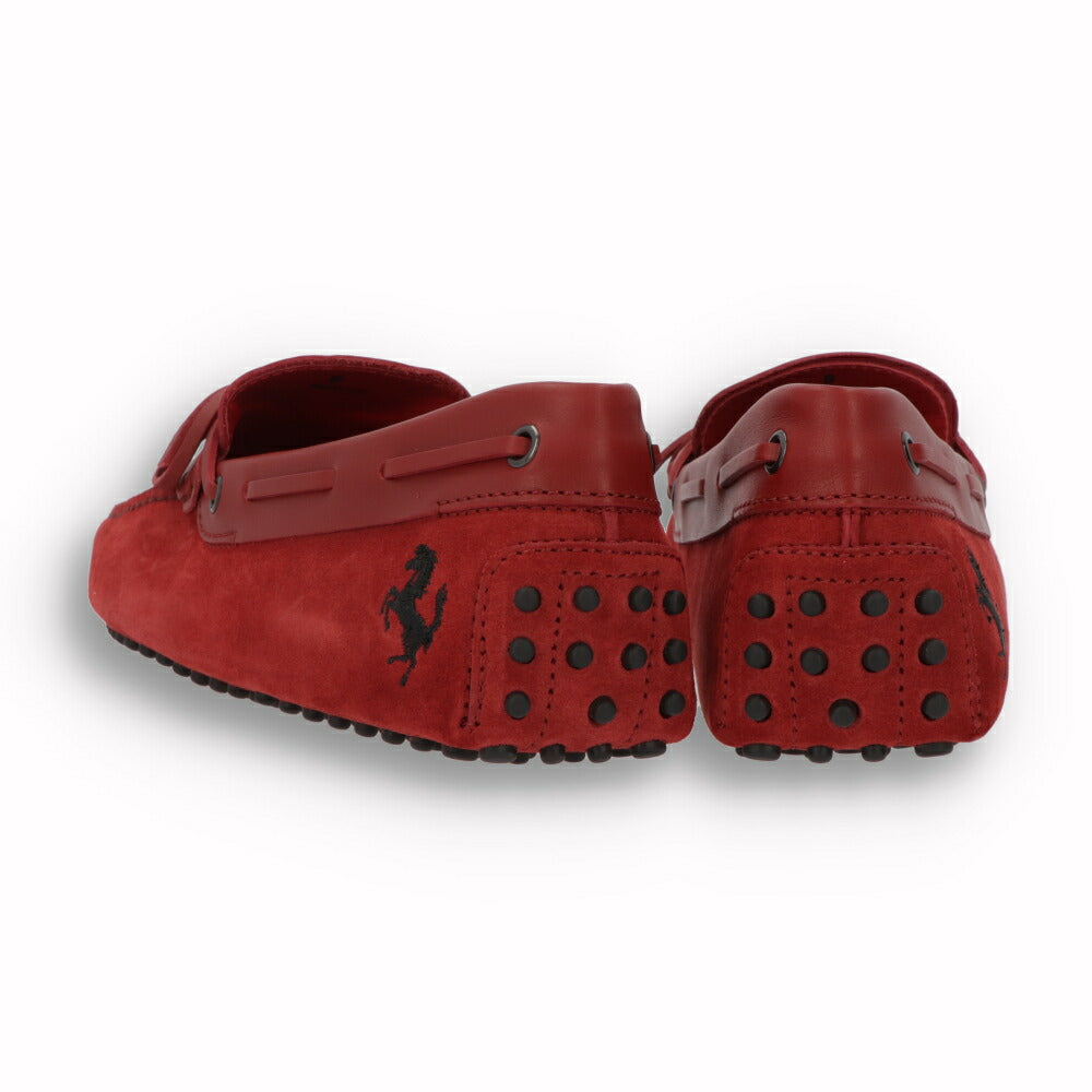 トッズ TOD'S ドライビングシューズ メンズ レザー NEW GOMMINI 122 RICAMO CAVALLINO RQ2 ROSSO ARANC SC レッド レザー スエード ゴンミーニ モカシン フェラーリ ロゴ リボン 刺繍