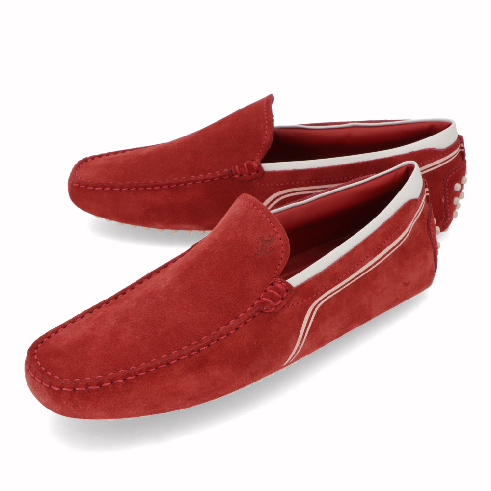 トッズ TODS シューズ レザーシューズ メンズ レッド スエード ゴンミーニ ドライビングシューズ モカシン フェラーリ ロゴ